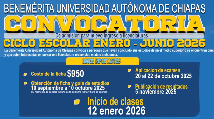 Convocatoria de admisión enero - junio 2026